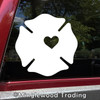 Firefighter cross heart vinyl decal with centered heart cutout for firefighters spouses families and fire rescue supporters