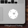 Firefighter cross heart vinyl decal with centered heart cutout for firefighters spouses families and fire rescue supporters