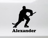 Personalized ice hockey player vinyl decal with custom name and mirror option