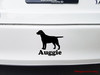 Personalized Labrador Retriever straight tail vinyl decal with custom dog name and mirror option