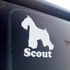 Personalized Schnauzer vinyl decal with custom dog name and mirror option