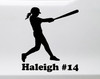 Softball Player Vinyl Decal with Custom Personalized Name - Batter Hitter Fastpitch - Die Cut Sticker