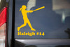 Softball Player Vinyl Decal with Custom Personalized Name - Batter Hitter Fastpitch - Die Cut Sticker