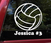 Personalized volleyball vinyl decal featuring ball design with custom player name underneath