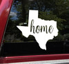 Vinyl decal of Texas State with the word 'Home' in the middle on the rear window of a car - perfect Texas home sticker and Texas car decal