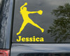 Softball Pitcher Vinyl Decal Sticker with Custom Personalized Name 6" x 4.25"