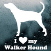 I Love My Walker Hound vinyl decal with Treeing Walker Coonhound silhouette and lettering