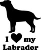 I Love My Labrador Vinyl Sticker 6" x 5" Dog Chocolate Yellow Black Lab - Die Cut Decal - curved