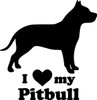 I Love My Pitbull vinyl decal with Pit Bull Pittie dog silhouette and lettering
