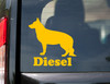 Personalized German Shepherd vinyl decal with custom dog name and mirror option