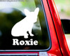 Personalized sitting French Bulldog Frenchie vinyl decal with custom dog name and mirror option