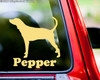 Personalized Coonhound vinyl decal with custom dog name and hunting hound silhouette