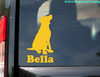 Personalized sitting Labrador Retriever vinyl decal with custom dog name and mirror option