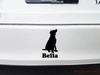 Personalized sitting Labrador Retriever vinyl decal with custom dog name and mirror option
