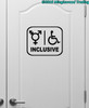 Inclusive Restroom door sign vinyl decal with gender and wheelchair accessibility symbols