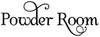 Powder Room vinyl decal featuring elegant decorative lettering with flowing flourishes for bathroom doors and walls