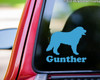 Personalized Bernese Mountain Dog Berner vinyl decal with custom name and breed silhouette