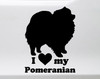 I Love My Pomeranian vinyl decal with Pom dog silhouette and heart