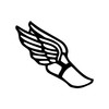 Winged foot vinyl decal running symbol for track and field cross country runners teams and athletes