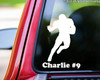 Football Player V1 vinyl decal sticker with Personalized Name 6" x 4" Running Back