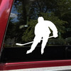 Ice hockey player skating vinyl decal silhouette with hockey stick