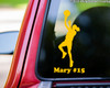 Girl Basketball Player vinyl decal sticker with Personalized Name 7.5" x 2.5" Female Womens