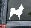 Long-haired Chihuahua vinyl decal silhouette on vehicle window