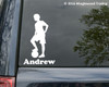 Soccer Player Boy Standing with Personalized Name vinyl decal sticker 6.5" x 4" Ball