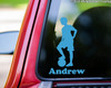 Soccer Player Boy Standing with Personalized Name vinyl decal sticker 6.5" x 4" Ball