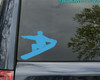 Snowboarder silhouette vinyl decal featuring a rider performing an aerial trick on a snowboard