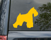 Schnauzer Schnauzie dog silhouette vinyl decal featuring a standing side profile with distinctive beard