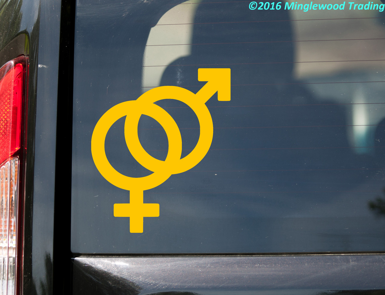 Male & Female Gender Symbols Sign joined vinyl decal sticker 5" x 4.25"