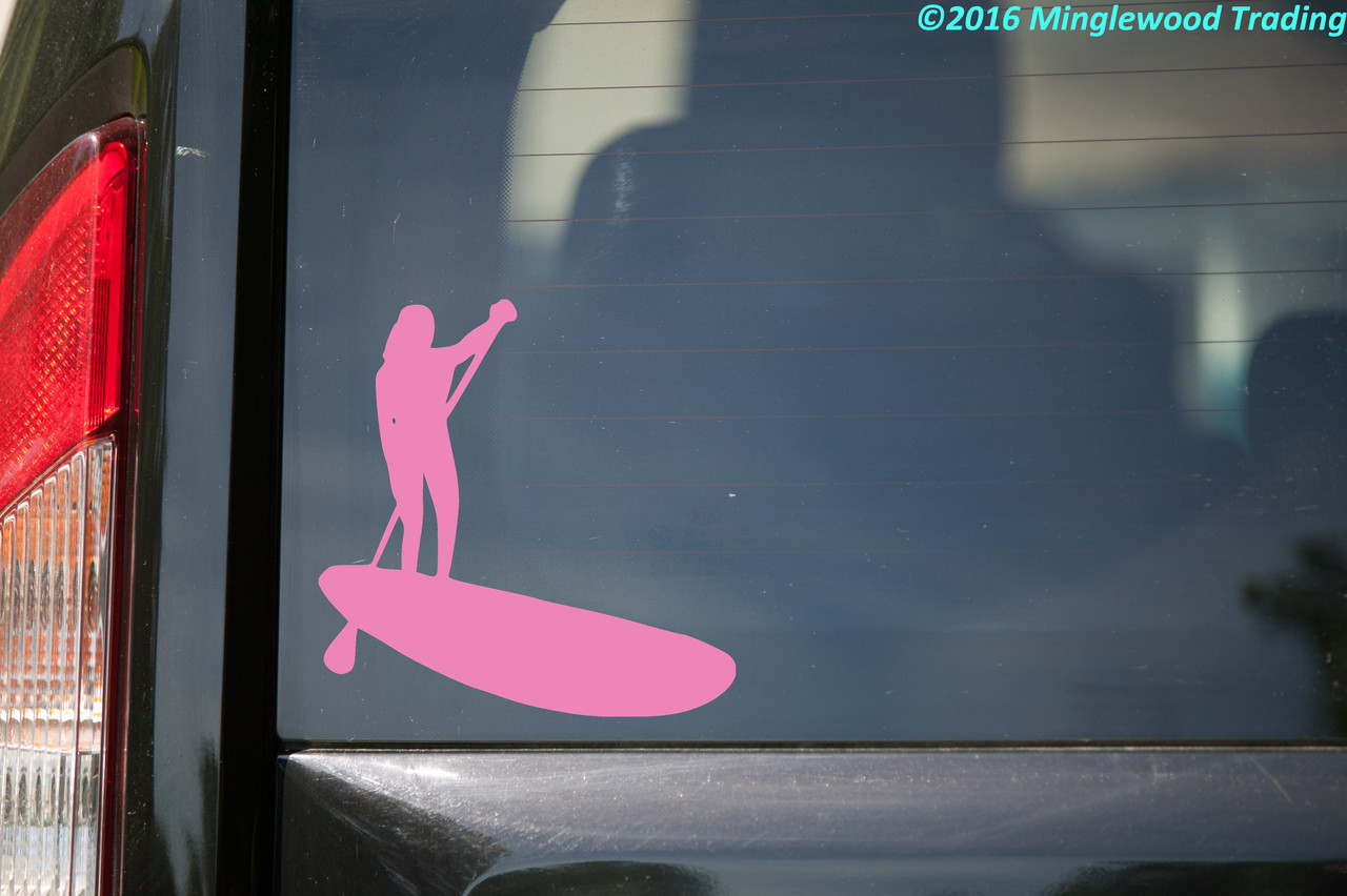 SUP Stand Up Paddle Board Vinyl Decal -  Paddling WOMAN - Die Cut Sticker