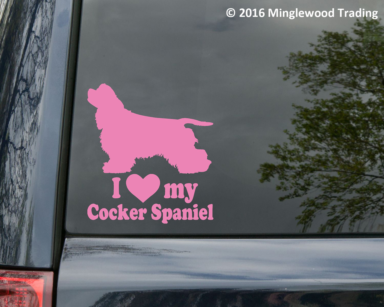 I Love My Cocker Spaniel vinyl decal with dog silhouette and heart