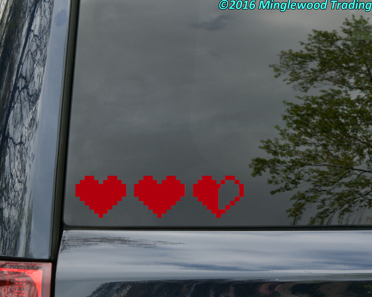 2 Sets Small Heart Pixelated Pixel Decal Car Window Glass Tiny 