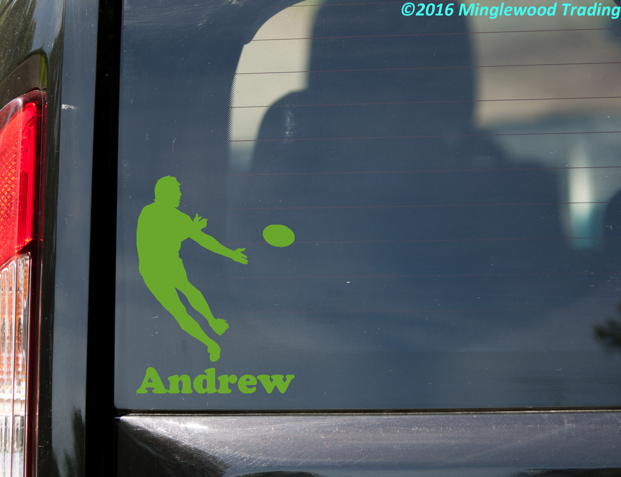 RUGBY PLAYER Vinyl Decal Sticker w/ Customized Name 6" x 4.25" Football