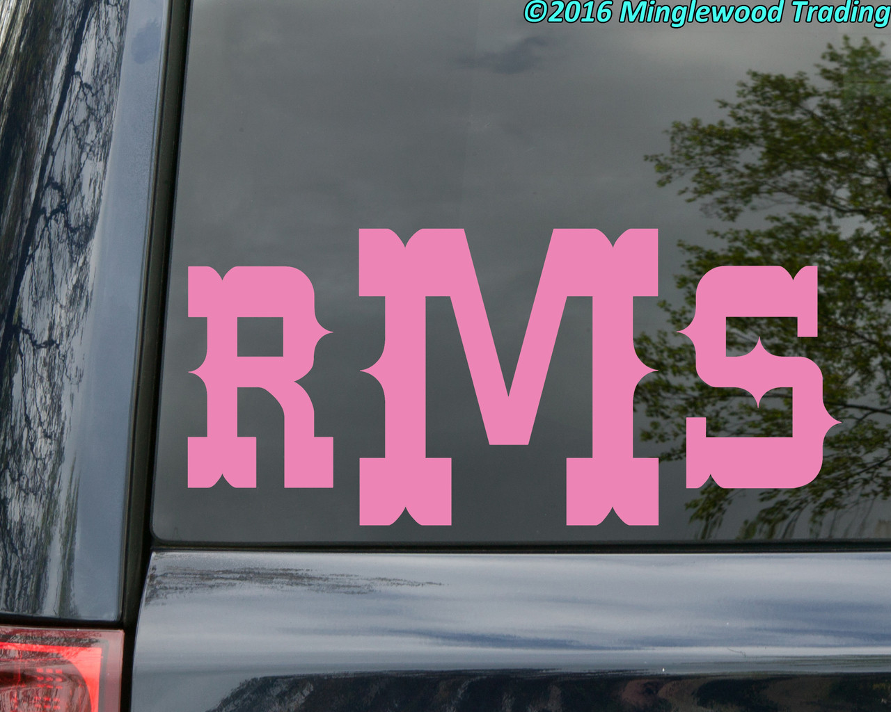 Monogram Vinyl Sticker 11" x 5" - Custom Family Initials Name - Personalized Die Cut Decal - WESTERN