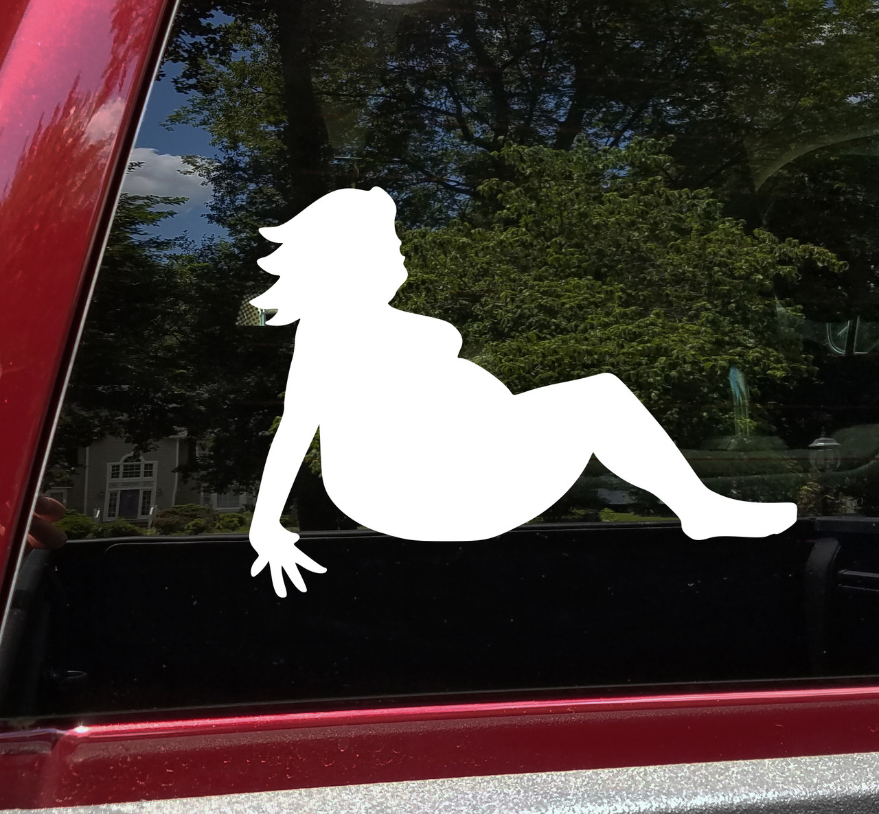 Mudflap Fat Girl vinyl decal featuring a reclining curvy woman silhouette