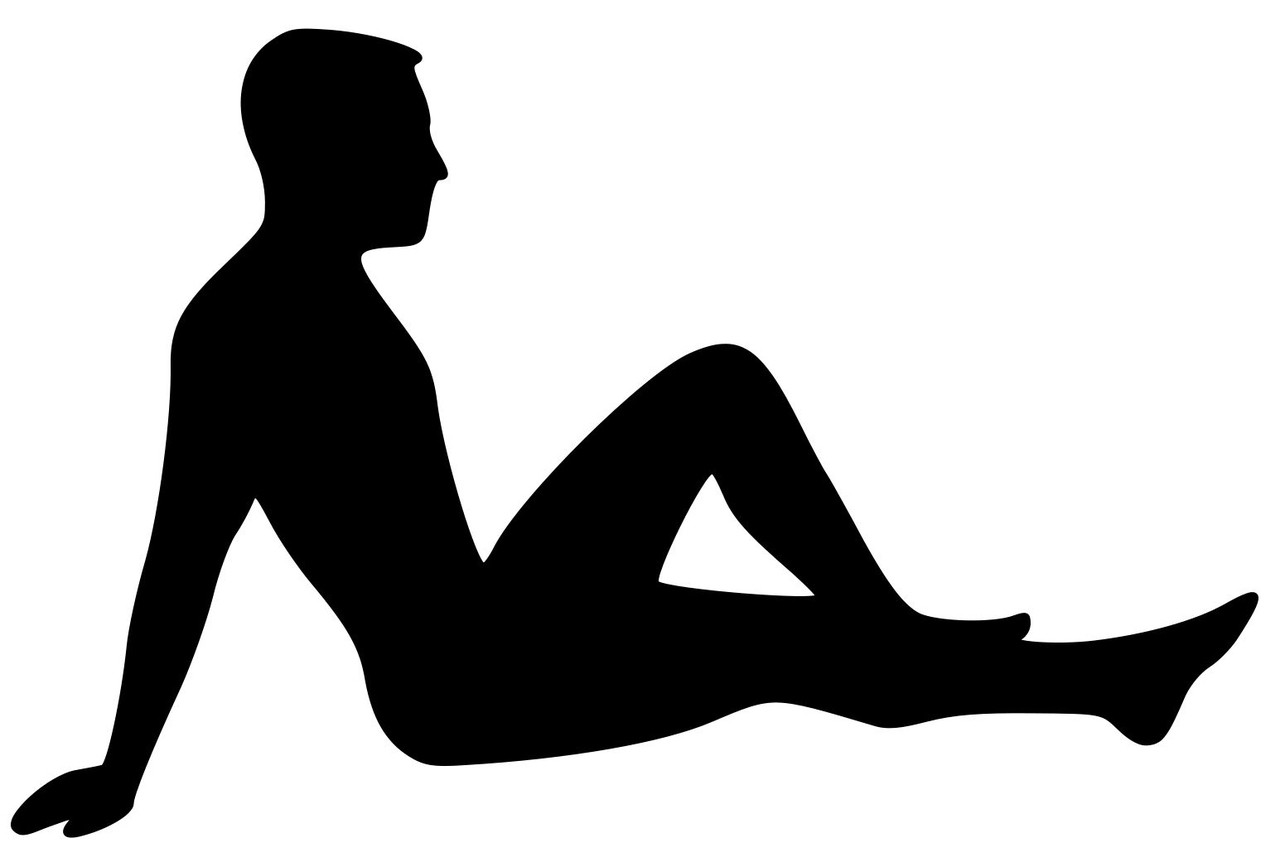 Mudflap Man vinyl decal featuring a reclining male pinup silhouette