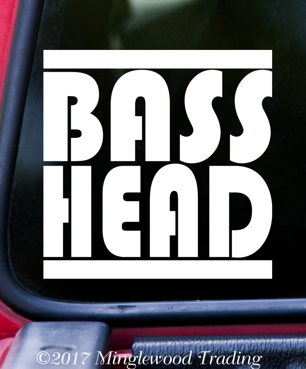 Bass Head Vinyl Decal V1 - EDM Music Basshead Headbanger - Die Cut Sticker