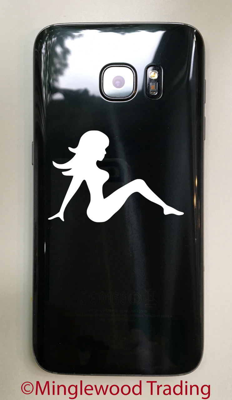 Classic Mudflap Girl vinyl decal featuring a reclining female pinup silhouette