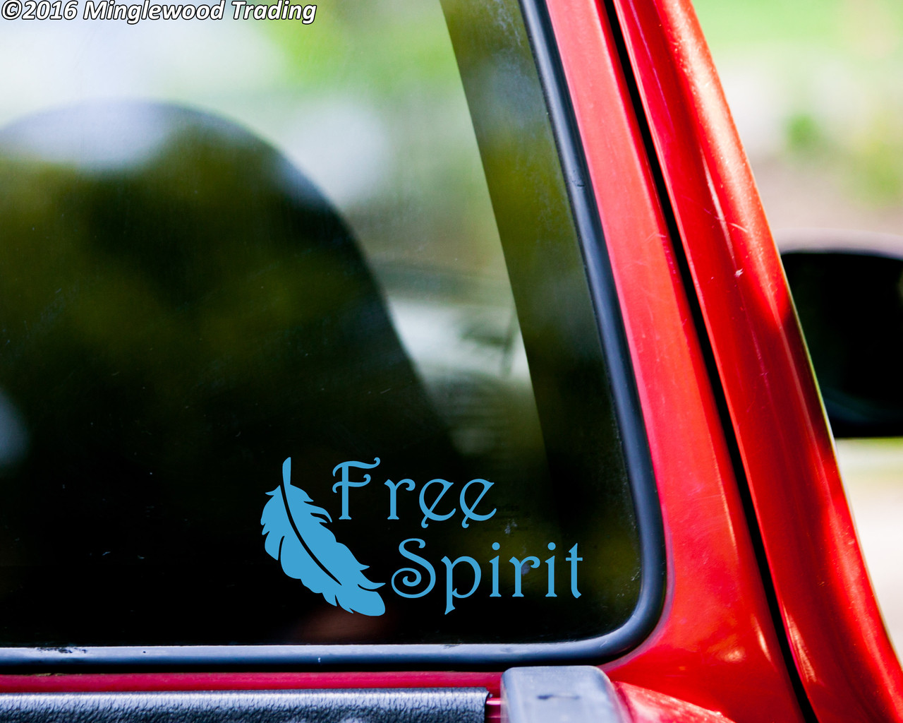 FREE SPIRIT Vinyl Decal Sticker 6" x 3" Feather - Peace