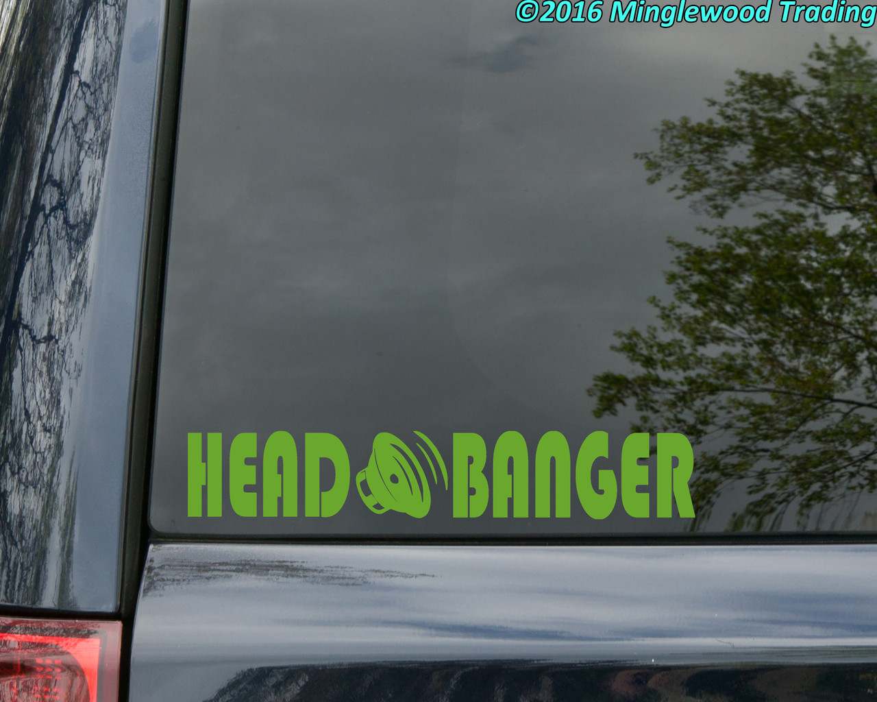 HEADBANGER v1 Vinyl Decal Sticker 11.5" x 2" EDM Music Speaker Metal Head Banger