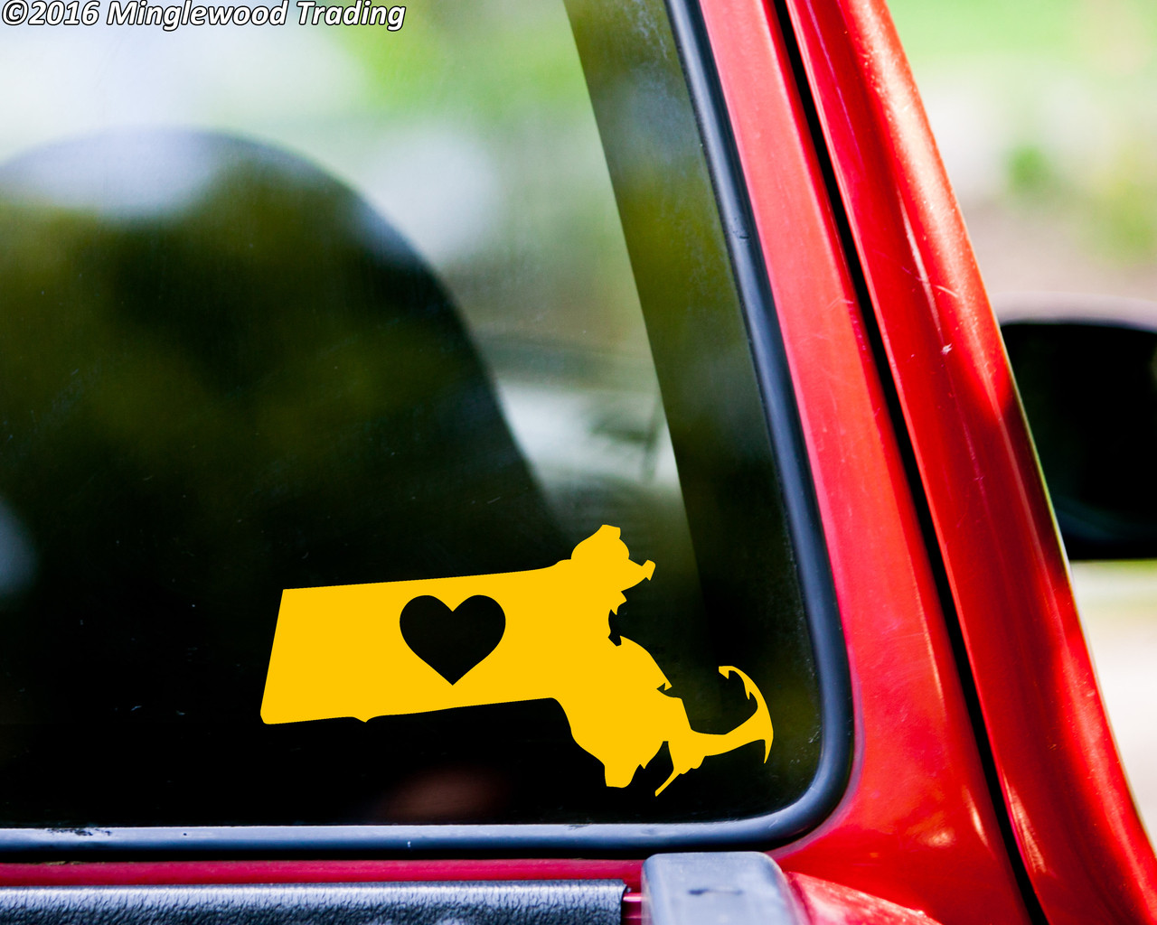 MASSACHUSETTS HEART State Vinyl Decal Sticker 6" x 3" Love MA