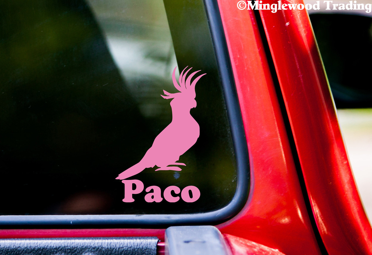 COCKATOO w/ Personalized Name 6" x 4" Vinyl Decal Sticker - Cockatiel