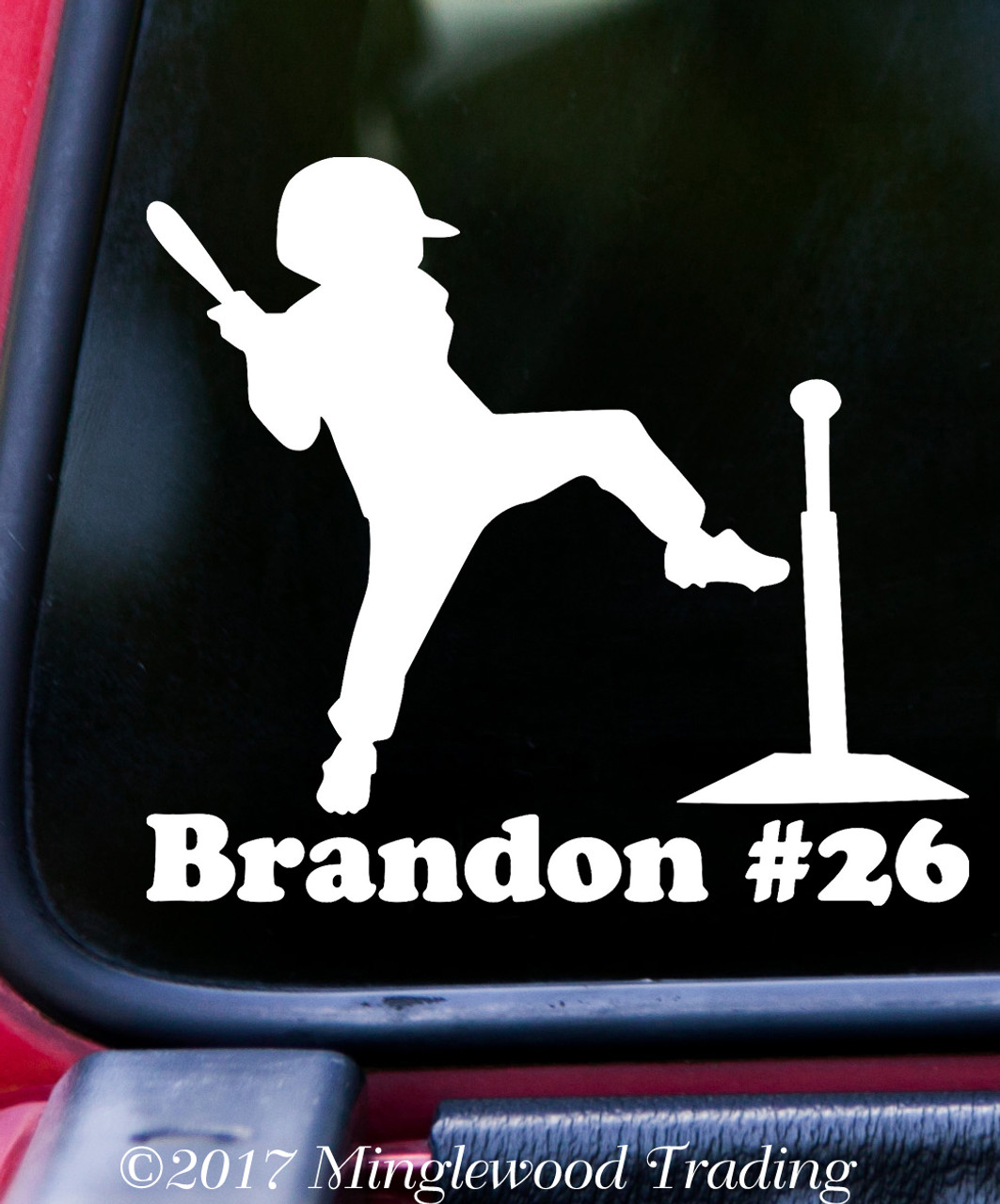 TEE BALL PLAYER with Personalized Name Vinyl Sticker - T-Ball Teeball Baseball - Die Cut Decal