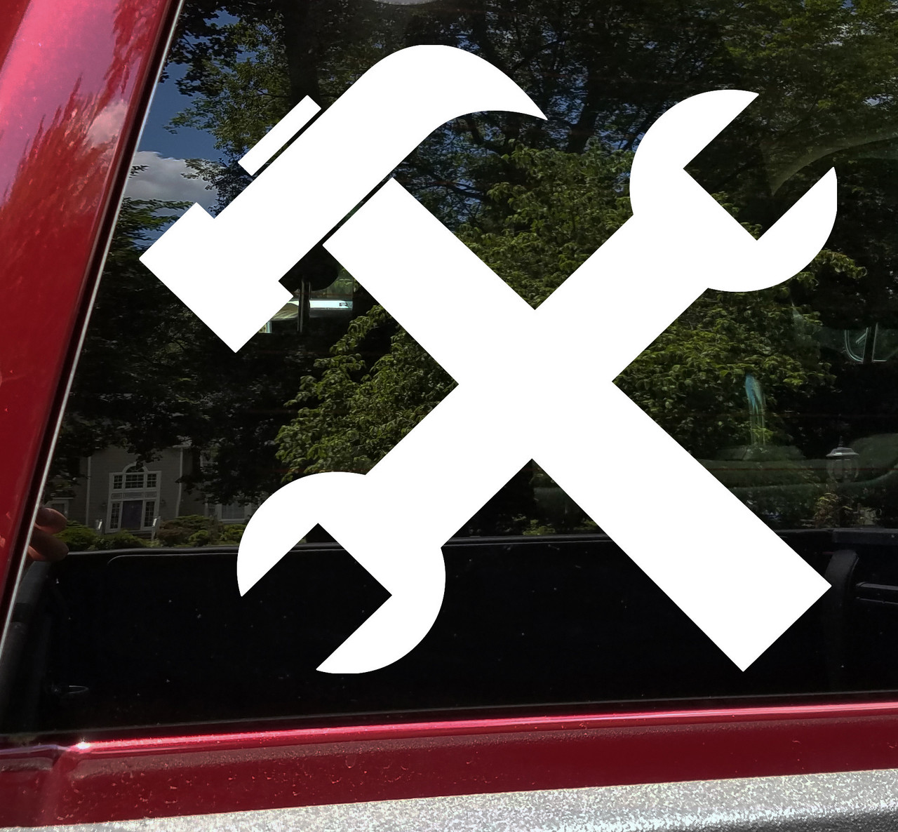Crossed Hammer and Wrench Vinyl Decal - Tools Mechanic - Die Cut Sticker
