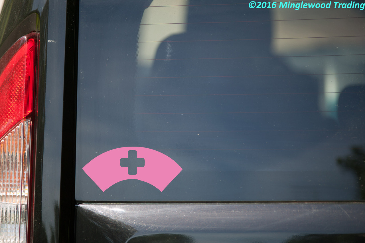 NURSE CAP 5" x 2.25" Vinyl Decal Sticker - Nursing Hat Banner Cross RN Uniform