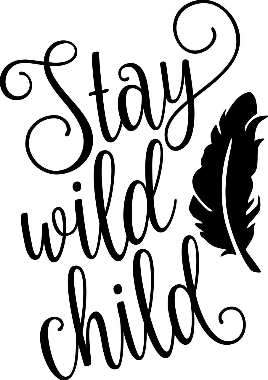 STAY WILD CHILD 6" x 8.5" Vinyl Decal Sticker - Feather