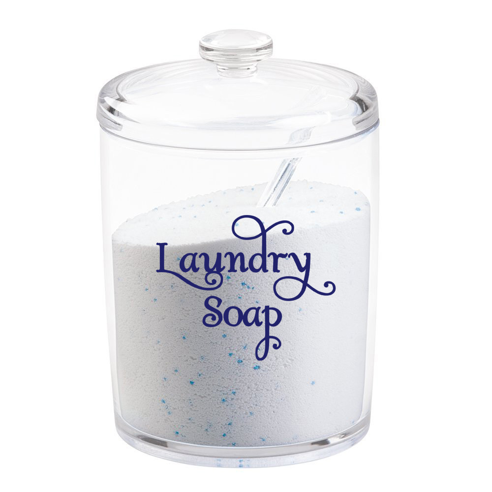 Laundry Soap Swash vinyl decal with decorative lettering and flourishes for detergent containers, jars and laundry room organization